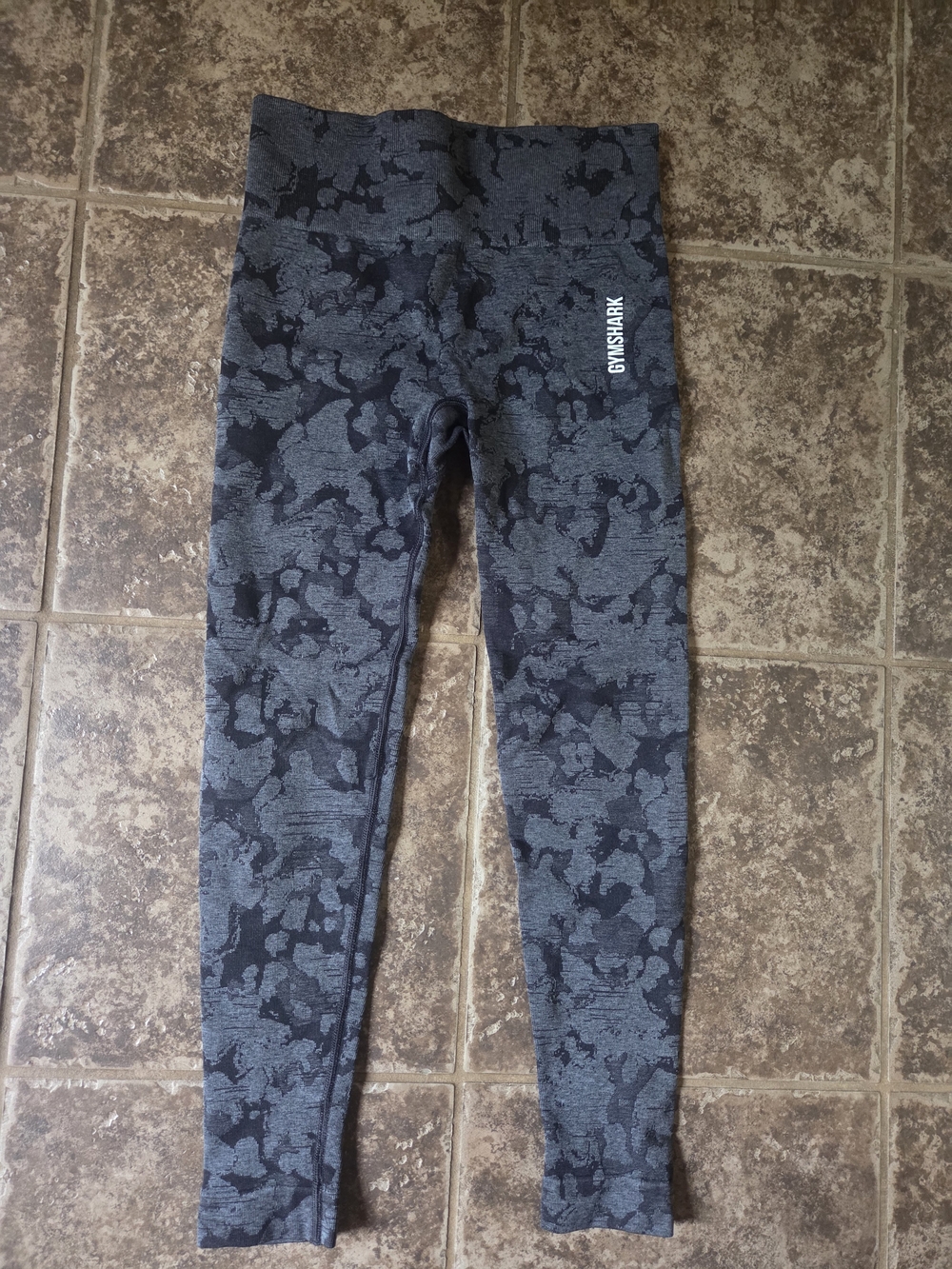 Gymshark Black & Gray Camo Ankle Leggings With Butt Scrunch
